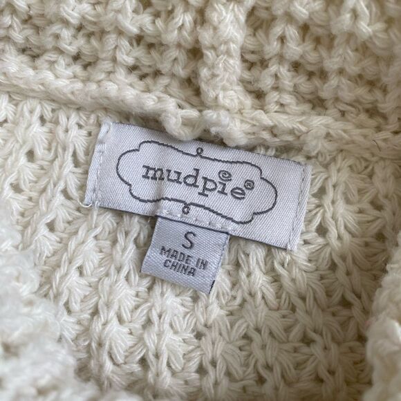Mud Pie Waffle Knit Turtleneck Sweater Cream Women’s Size Small - Picture 7 of 8